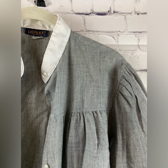 DEE CEE VINTAGE Blouse Gray & White Button Down - Picture 3 of 5